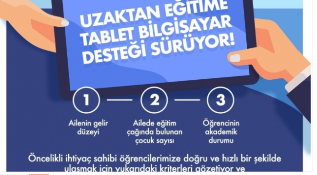 Uzaktan eğitime tablet bilgisayar desteği sürüyor