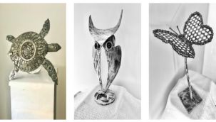 Hurda metaller, araba parçaları ve atık malzemeler sanat malzemesine dönüştürüyor