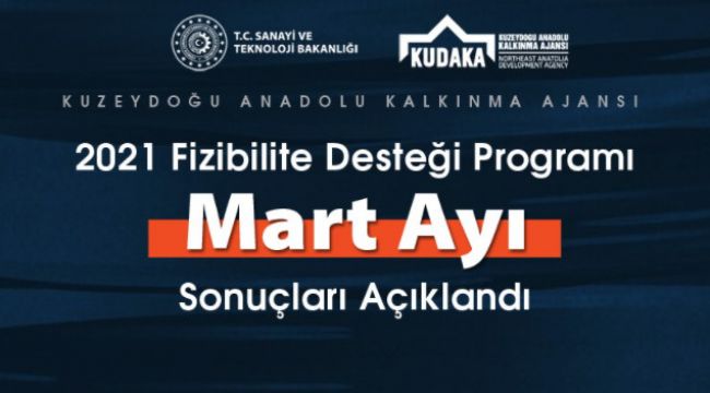 KUDAKA 2021 yılı fizibilite desteği programı Mart ayı sonuçları açıklandı