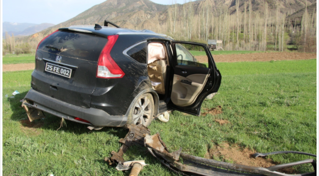 Olur Kaymakam ve Belediye Başkanını taşıyan araç şarampole yuvarlandı: 4 yaralı