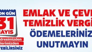 Emlak ve çevre temizlik vergilerinde son ödeme 31 Mayıs