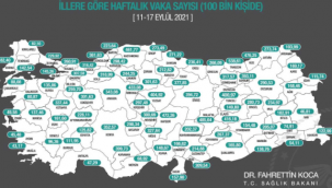 İl il her 100 bin kişide görülen Covid-19 vaka sayıları 