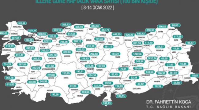 Bakan Koca bir haftalık vaka haritasını paylaştı