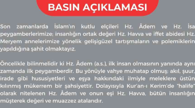 Diyanet'ten Hz. Adem ve Hz. Havva'ya yönelik tartışma ve polemiklere cevap