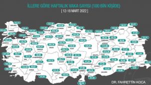 Sağlık Bakanı Koca, 1 haftalık vaka haritasını paylaştı