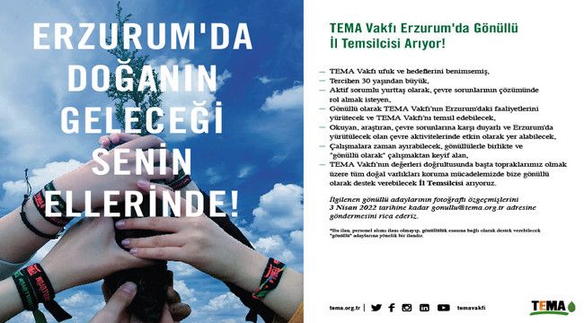 TEMA Vakfı Erzurum'da Gönüllü İl Temsilcisi Arıyor