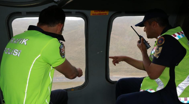 Bayramda helikopterli trafik denetimi