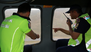 Bayramda helikopterli trafik denetimi