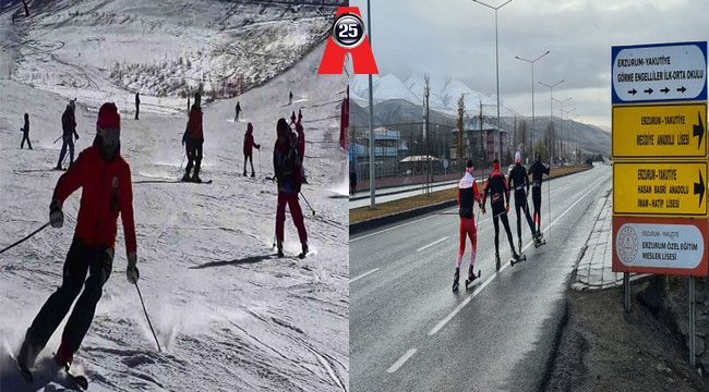 Palandöken'de de şehir merkezinde de kayak