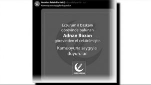 Erzurum İl Başkanı Bozan görevden alındı, İstanbul Milletvekili Pamukçu istifa etti