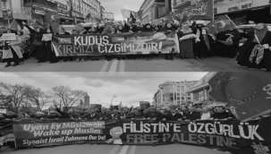 Erzurum'da İsaril'i protesto, Gazze'ye destek yürüyüşü