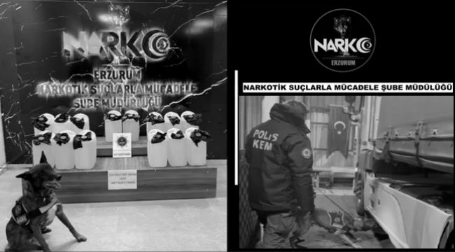 Erzurum'da rekor miktarda likit metafetamin