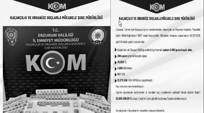 25 Milyon TL'lik vurgun Erzurum polisine takıldı